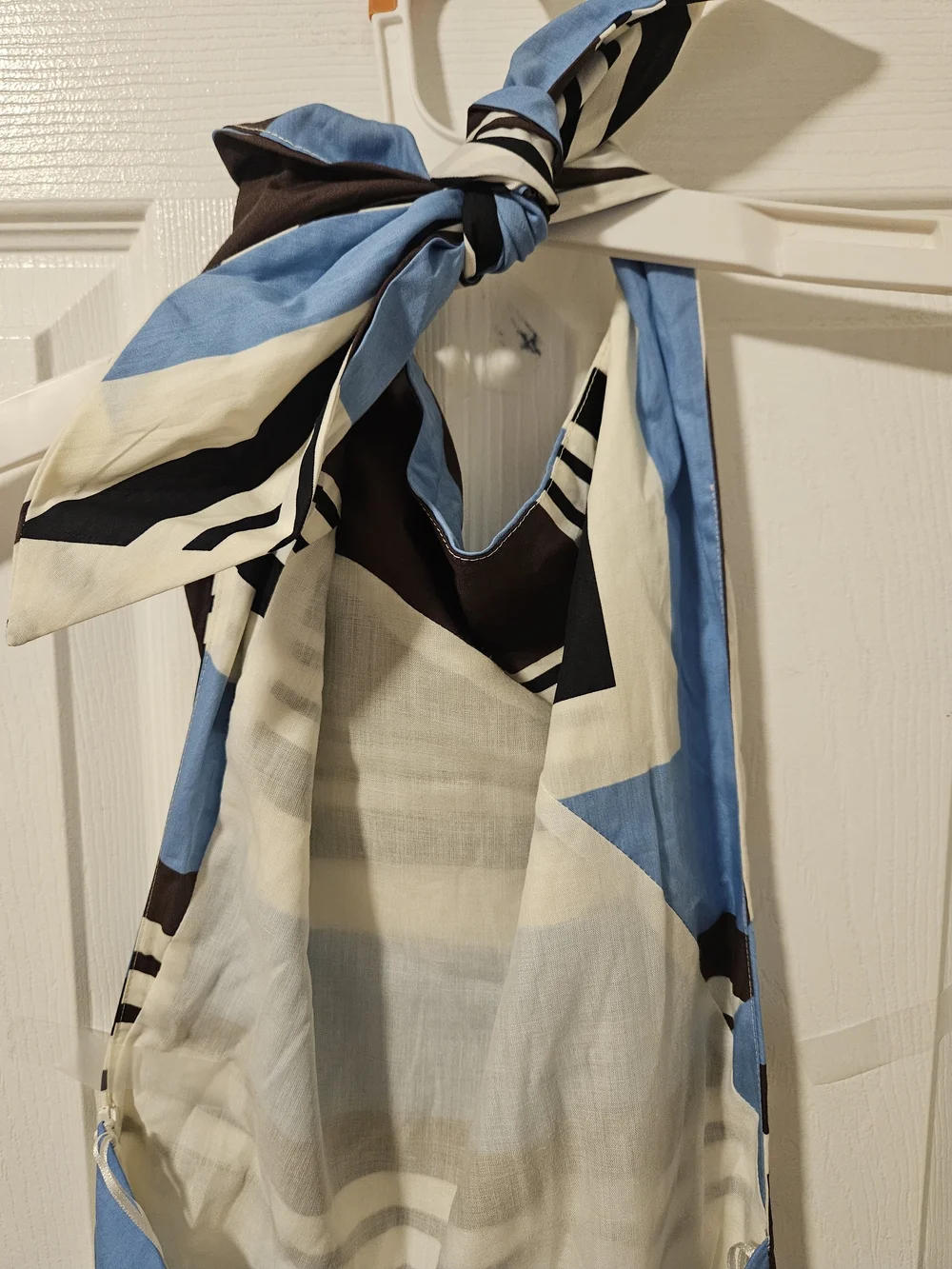 Zara Blue and Cream Striped Maxi Dress - Picture 4 of 5